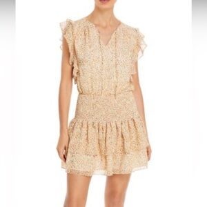 Aqua Floral Ruffle Mini Dress, small